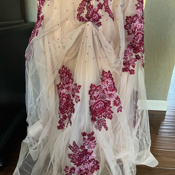 One of a kind red rhinestone prom gown!! - Picture 4 of 9